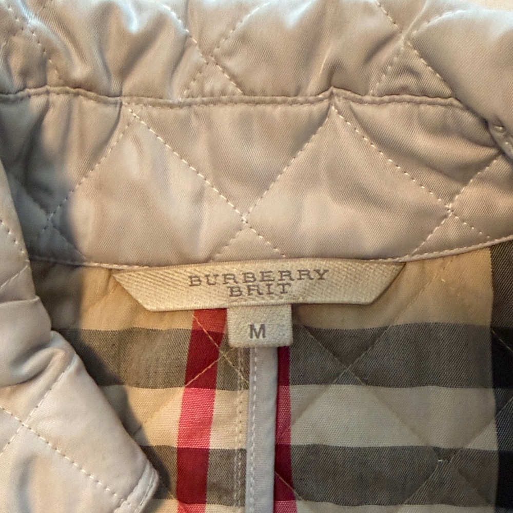 Burberry Quilted Trench Coat - Gray and Red